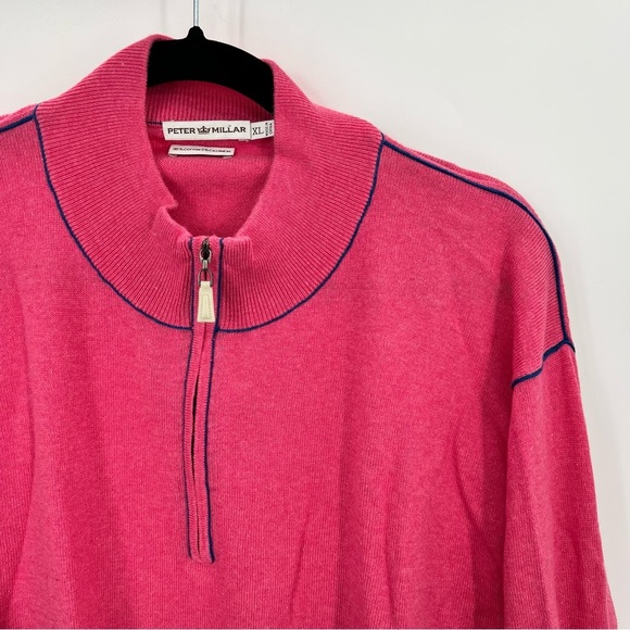 Peter Millar Other - Peter Millar Cotton Cashmere Corded Contrast Quarter Zip Pullover Sweater XL
